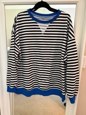 ANRABESS Womens Striped Oversized Sweatshirt - Size XL